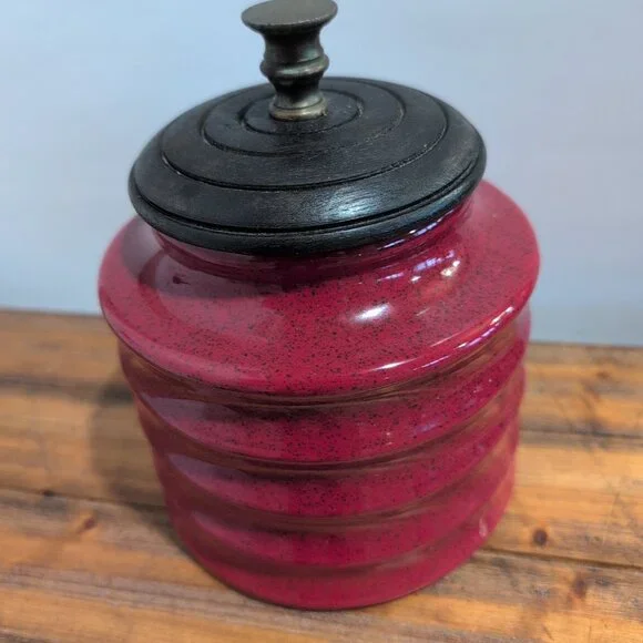 Pier One Red Canister Jar With Lid 5" Tall Replacement Vase - Picture 4 of 9